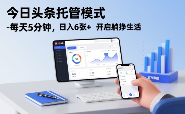 今日头条托管模式，每天5分钟，日入6张+，开启躺挣生活【揭秘】-夏姐拆项目