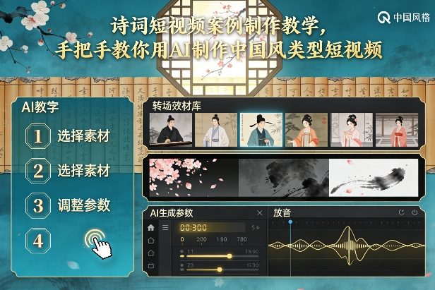 古诗词短视频案例制作教学，手把手教你用AI制作中国风类型短视频-夏姐拆项目