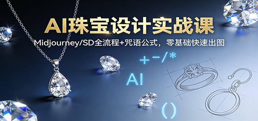 AI珠宝设计实战课：Midjourney/SD全流程+咒语公式，零基础快速出图-夏姐拆项目