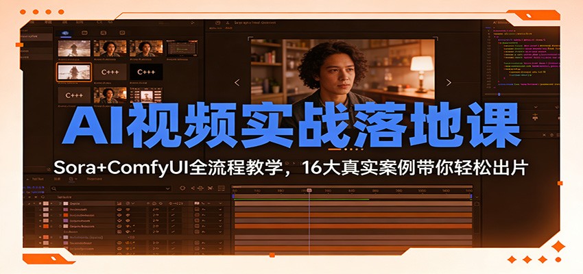 AI视频实战落地课：Sora+ComfyUI全流程教学，16大真实案例带你轻松出片-夏姐拆项目