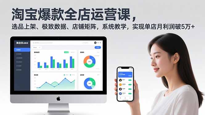 淘宝爆款全店运营课2.0，选品上架、极致数据、店铺矩阵，系统教学，实现单店月利润破5万+-夏姐拆项目