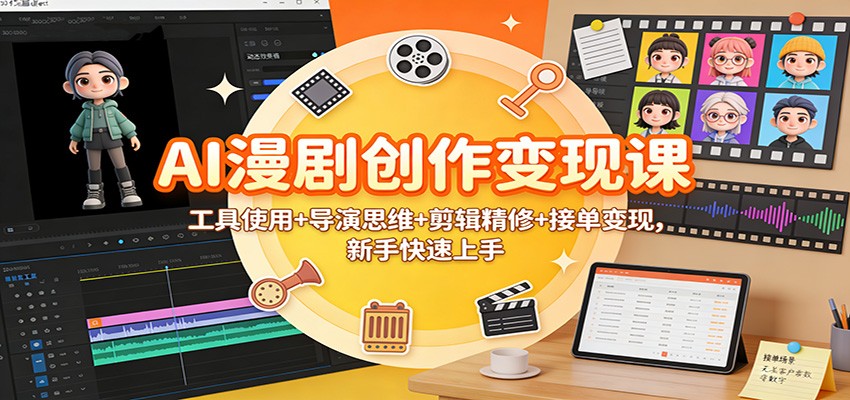 AI漫剧创作变现课：工具使用+导演思维+剪辑精修+接单变现，新手快速上手-夏姐拆项目