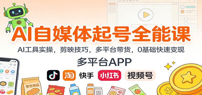 AI自媒体起号全能课：AI工具实操，剪映技巧，多平台带货，0基础快速变现-夏姐拆项目