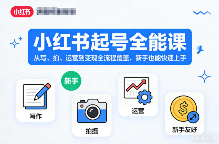 小红书起号全能课，从写、拍、运营到变现全流程覆盖，新手也能快速上手-夏姐拆项目