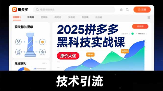 2025拼多多黑科技实战课，擎天柱玩法、爆流SKU、原价大促，技术引流，单店日销轻松破千单-夏姐拆项目
