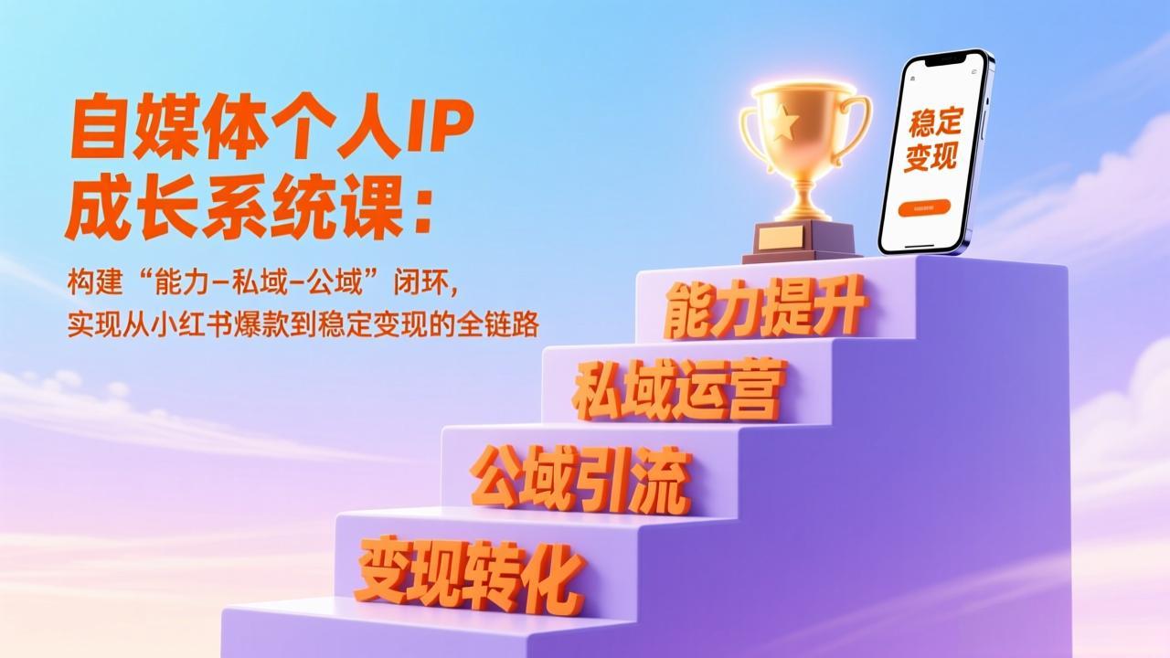 自媒体个人IP成长系统课：构建“能力-私域-公域”闭环，实现从小红书爆款到稳定变现的全链路-夏姐拆项目