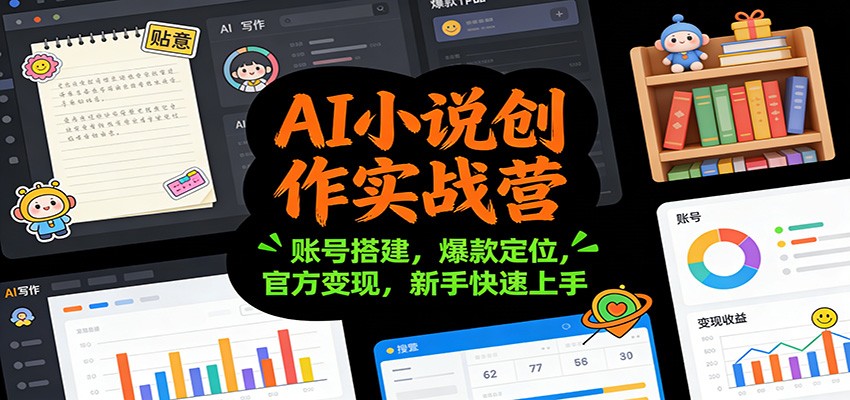 AI小说创作实战营：账号搭建，爆款定位，官方变现，新手快速上手-夏姐拆项目