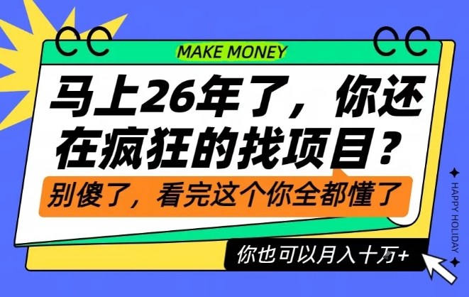 26年了，不要再疯狂的找项目了，看完这个你也可以月入十个W【揭秘】-夏姐拆项目