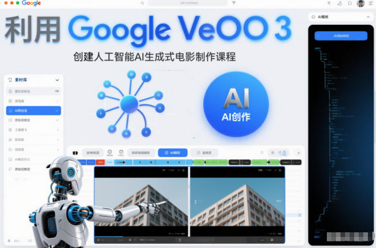 利l用Google Veo 3创建人工智能AI生成式电影制作课程，使用人工智能的力量创建令人惊叹的视频-夏姐拆项目