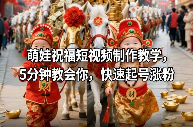 萌娃祝福短视频制作教学，5分钟教会你，快速起号涨粉-夏姐拆项目