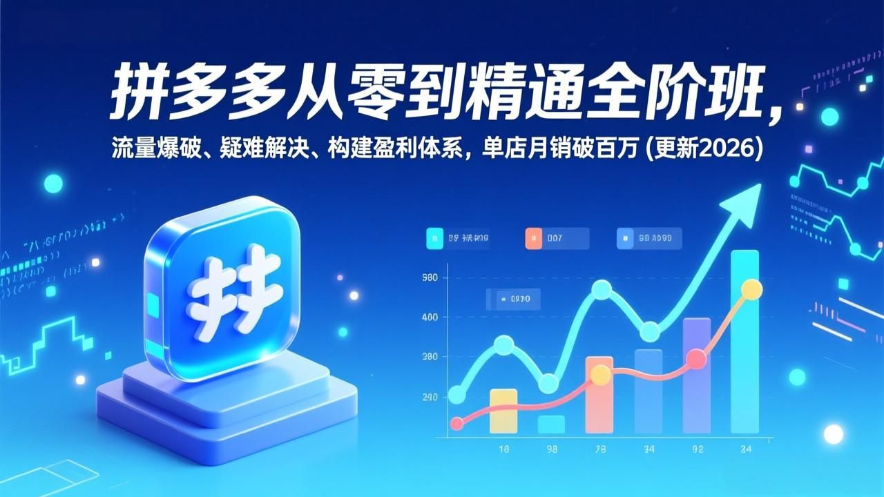 拼多多从零到精通全阶班，流量爆破、疑难解决，构建盈利体系，单店月销破百万(更新2026-夏姐拆项目