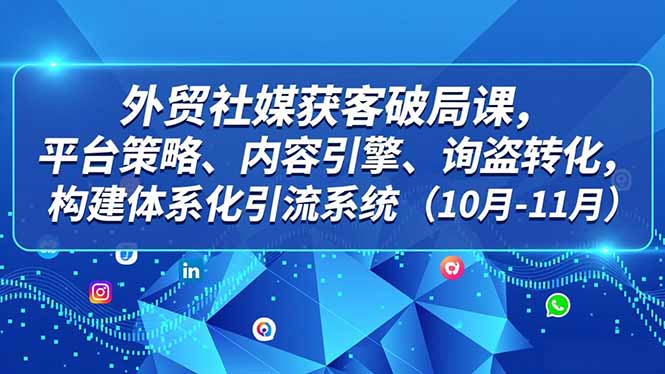 外贸 社媒获客破局课，平台策略、内容引擎、询盘转化，构建体系化引流系统(10月-11月-夏姐拆项目