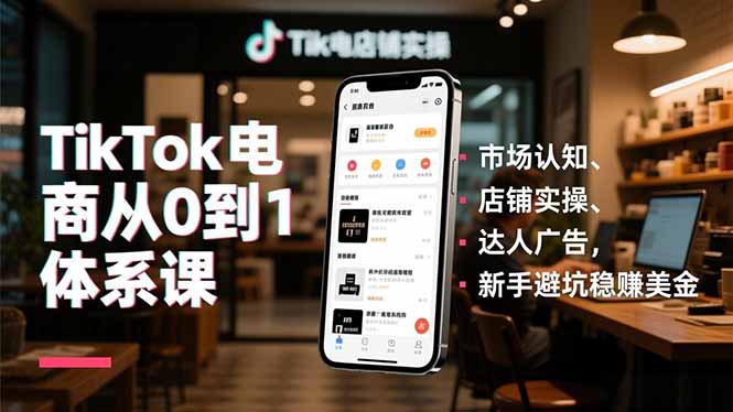 TikTok电商从0到1体系课，市场认知、店铺实操、达人广告，新手避坑稳赚美金-夏姐拆项目
