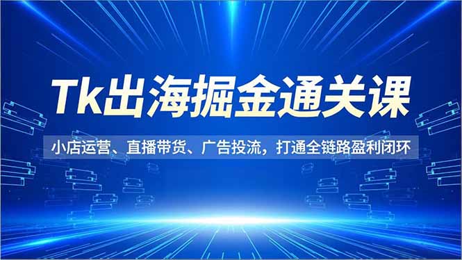 Tk出海掘金通关课，小店运营、直播带货、广告投流，打通全链路盈利闭环-夏姐拆项目