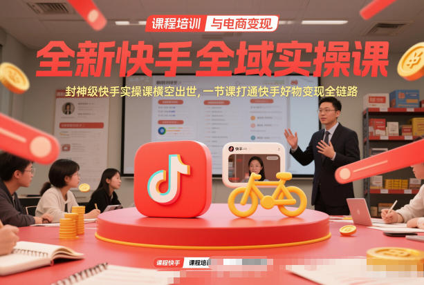 全新快手全域实操课，封神级快手实操课横空出世，一节课打通快手好物变现全链路-夏姐拆项目