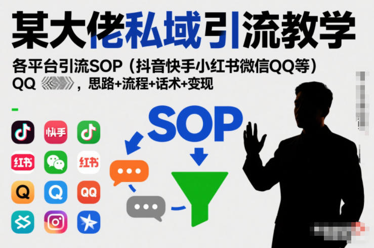 某大佬私域引流教学，各平台引流SOP(抖音快手小红书微信QQ等)，思路+流程+话术+变现-夏姐拆项目