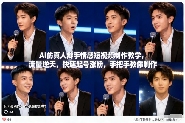 AI仿真人辩手情感短视频制作教学，流量逆天，快速起号涨粉，手把手教你制作-夏姐拆项目