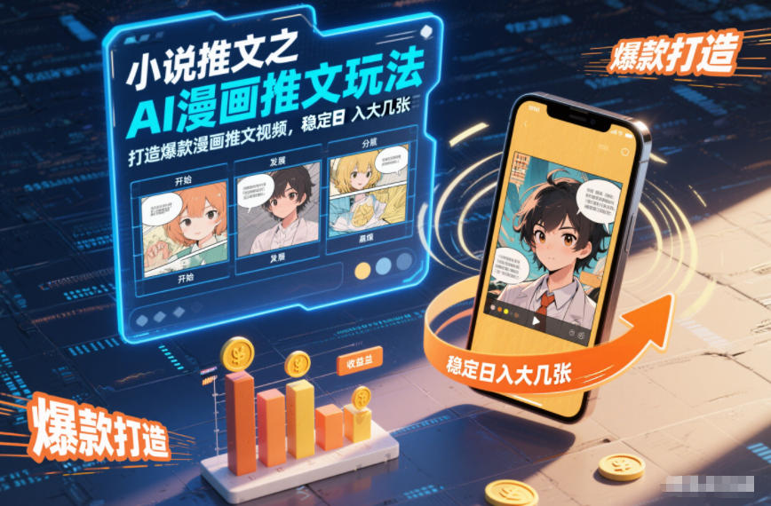 小说推文之AI漫画推文玩法，打造爆款漫画推文视频，稳定日入大几张-夏姐拆项目