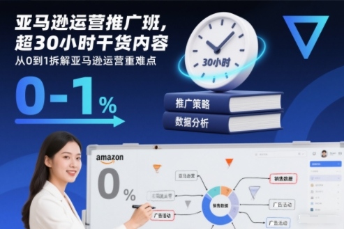 亚马逊运营推广班，超30小时干货内容，从0到1拆解亚马逊运营重难点-夏姐拆项目