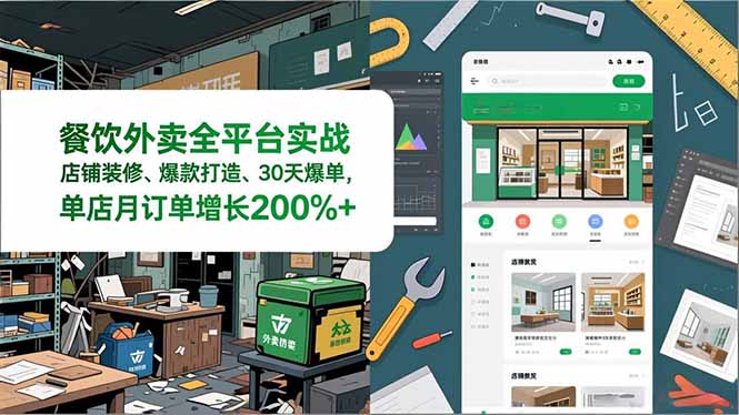 餐饮外卖全平台实战，店铺装修、爆款打造、30天爆单，手把手教学，单店月订单增长200%+-夏姐拆项目