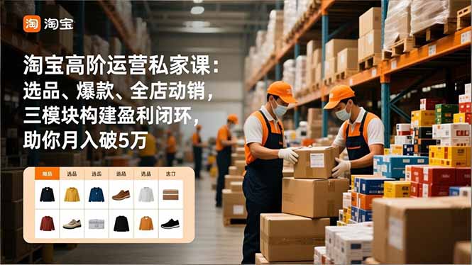 淘宝高阶运营私家课：选品、爆款、全店动销，三模块构建盈利闭环，助你月入破5万(更新12月-夏姐拆项目