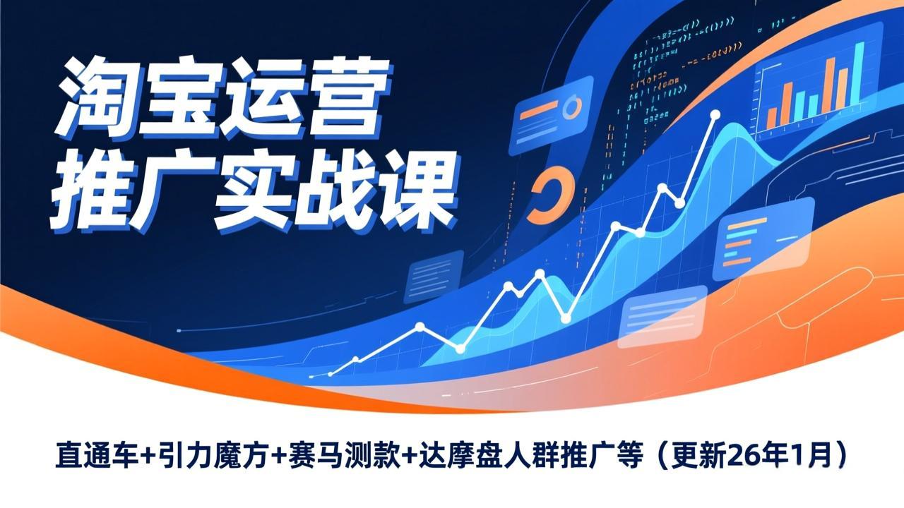 淘宝运营推广实战课，直通车+引力魔方+赛马测款+达摩盘人群推广等(更新26年1月-夏姐拆项目