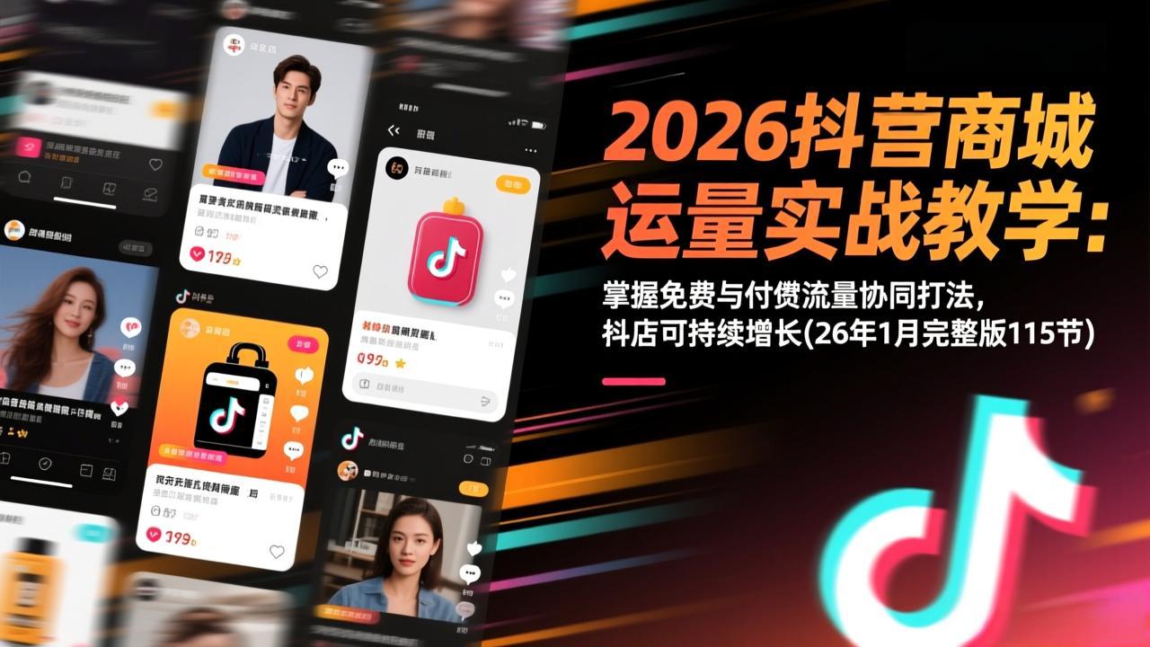 2026抖音商城运营实战教学：掌握免费与付费流量协同打法，抖店可持续增长(26年1月完整版115节-夏姐拆项目