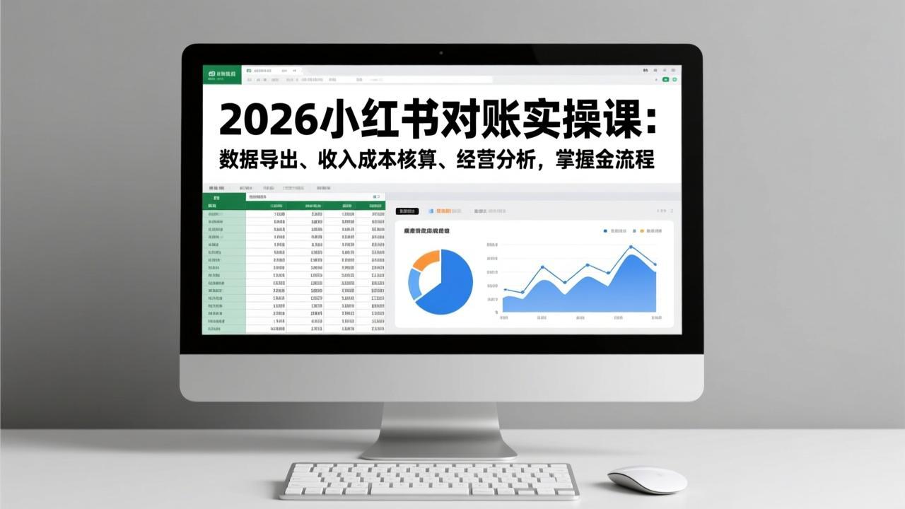 2026小红书对账实操课：数据导出、收入成本核算、经营分析，掌握全流程-夏姐拆项目