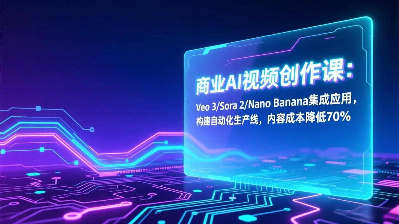 商业AI视频创作课：Veo 3/Sora 2/Nano Banana集成应用，构建自动化生产线，内容成本降低70%-夏姐拆项目