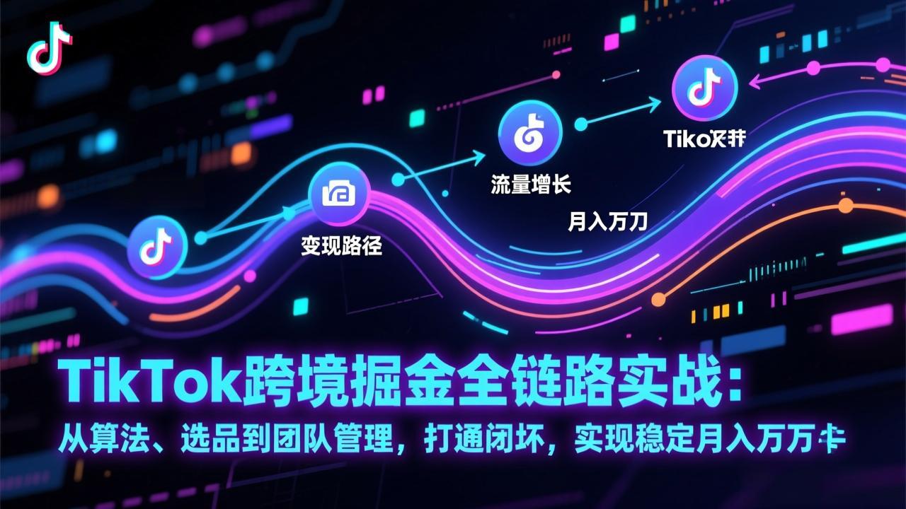 TikTok跨境掘金全链路实战：从算法、选品到团队管理，打通闭环，实现稳定月入万刀-夏姐拆项目