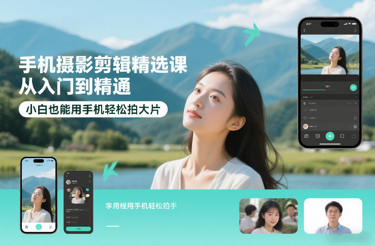 手机摄影剪辑精选课，从入门到精通，小白也能用手机轻松拍大片-夏姐拆项目