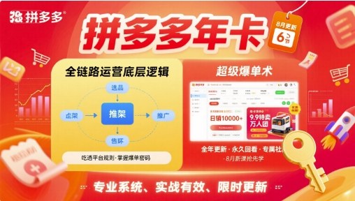 拼多多年卡，拼多多全链路运营底层逻辑，超级爆单术【更新12月】-夏姐拆项目
