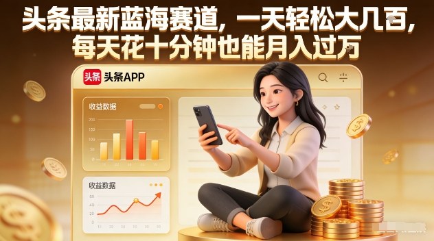 头条最新蓝海赛道，一天轻松大几张，每天花十分钟也能月入过1W【揭秘】-夏姐拆项目