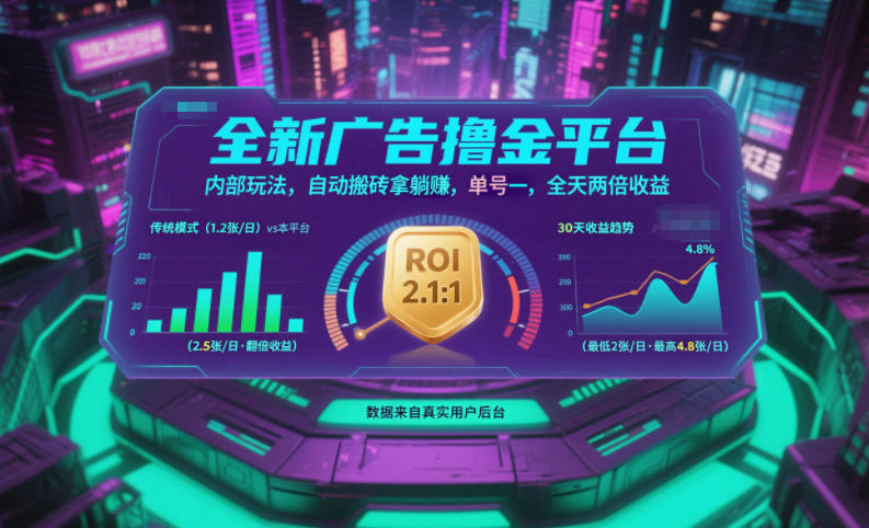 全新广告撸金平台，内部玩法，自动搬砖拿躺賺，单号一天保底2张+，全天两倍收益【揭秘】-夏姐拆项目