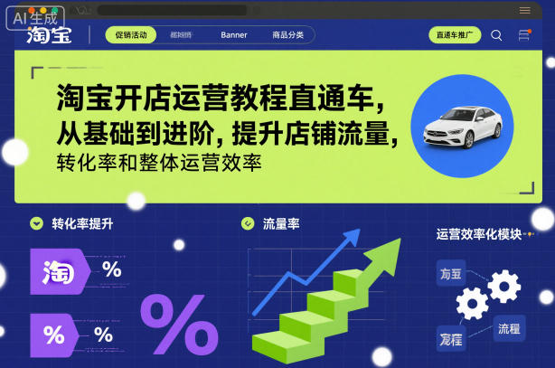 淘宝开店运营教程直通车，从基础到进阶，提升店铺流量，转化率和整体运营效率(更新26年1月)-夏姐拆项目