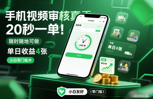 手机视频审核真香！20秒一单，随时随地可做，单日收益4张，小白零门槛冲【揭秘】-夏姐拆项目
