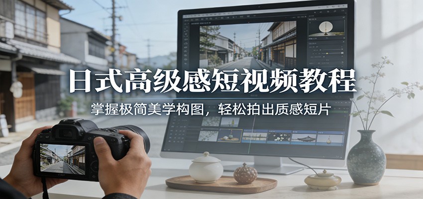 日式高级感短视频教程：掌握极简美学构图，轻松拍出质感短片-夏姐拆项目