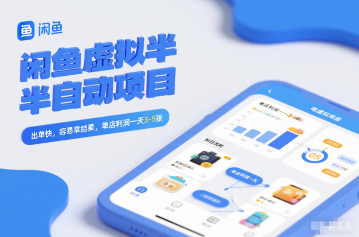 闲鱼虚拟半自动项目，出单快，容易拿结果，单店利润一天3-5张-夏姐拆项目