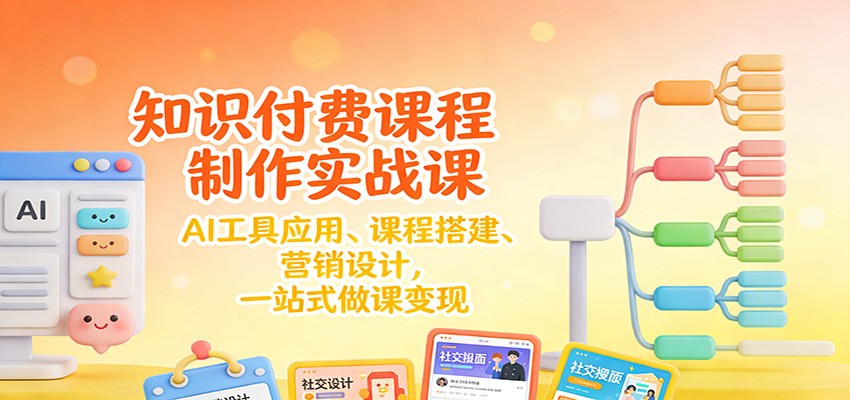 知识付费课程制作实战课：AI工具应用 、课程搭建、营销设计，一站式做课变现-夏姐拆项目