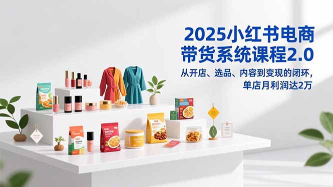 2025小红书电商带货系统课程2.0，从开店、选品、内容到变现的闭环，单店月利润达2万-夏姐拆项目