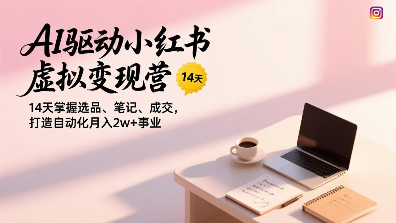 AI驱动小红书虚拟变现营，14天掌握选品、笔记、成交，打造自动化月入2w+事业-夏姐拆项目