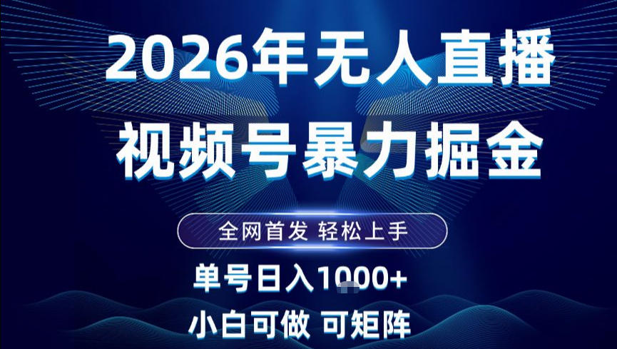 2026最新视频号无人直播掘金，全网首发，小白可以玩，长期稳定日入1k+【揭秘】-夏姐拆项目