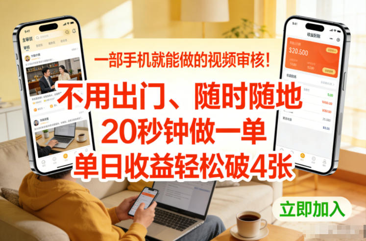 一部手机就能做的视频审核！不用出门，随时随地，20秒钟做一单，单日收益轻松破4张【揭秘】-夏姐拆项目