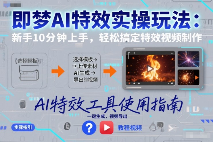 即梦AI特效实操玩法：新手10分钟上手，轻松搞定特效视频制作-夏姐拆项目