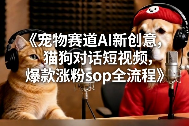 宠物赛道AI新创意，猫狗对话短视频，爆款涨粉sop全流程-夏姐拆项目