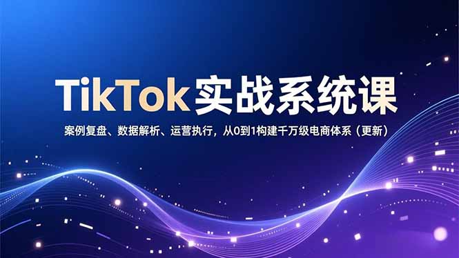 TikTok实战系统课，案例复盘、数据解析、运营执行，从0到1构建千万级电商体系(更新-夏姐拆项目
