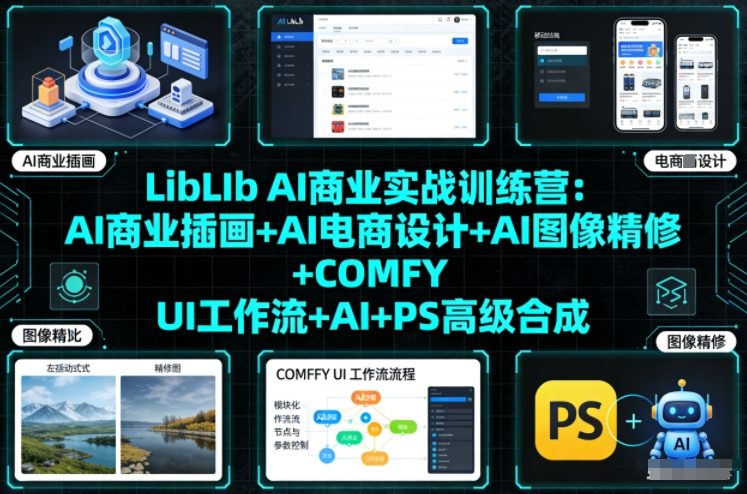 LibLIb AI商业实战训练营：AI商业插画+AI电商设计+AI图像精修+COMFY UI工作流+AI+PS高级合成-夏姐拆项目