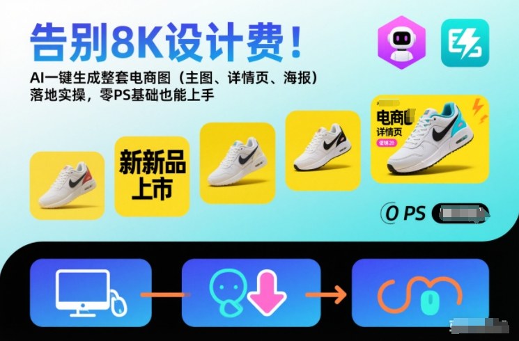告别8K设计费！AI一键生成整套电商图(主图、详情页、海报)落地实操，零PS基础也能上手-夏姐拆项目