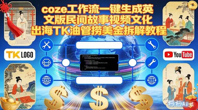 Coze扣子工作流一键生成英文版民间故事视频，文化出海TK油管捞美金拆解教程-夏姐拆项目