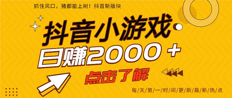 2025年爆火的抖音小游戏项目，一部手机日入2000+-夏姐拆项目